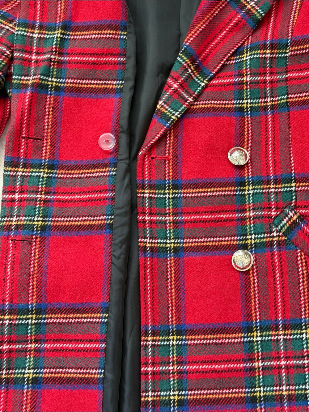 Venus Red Tartan Plaid Fitted Double-Breasted Longline Blazer Jacket - 8 - Picture 9 of 15